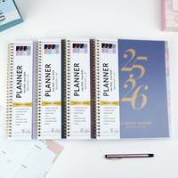 Agenda mensual de 80 hojas con encuadernación en espiral personalizada, cubierta de PVC, papel ecológico, impresión de logotipo en lámina dorada, impresión CMYK.