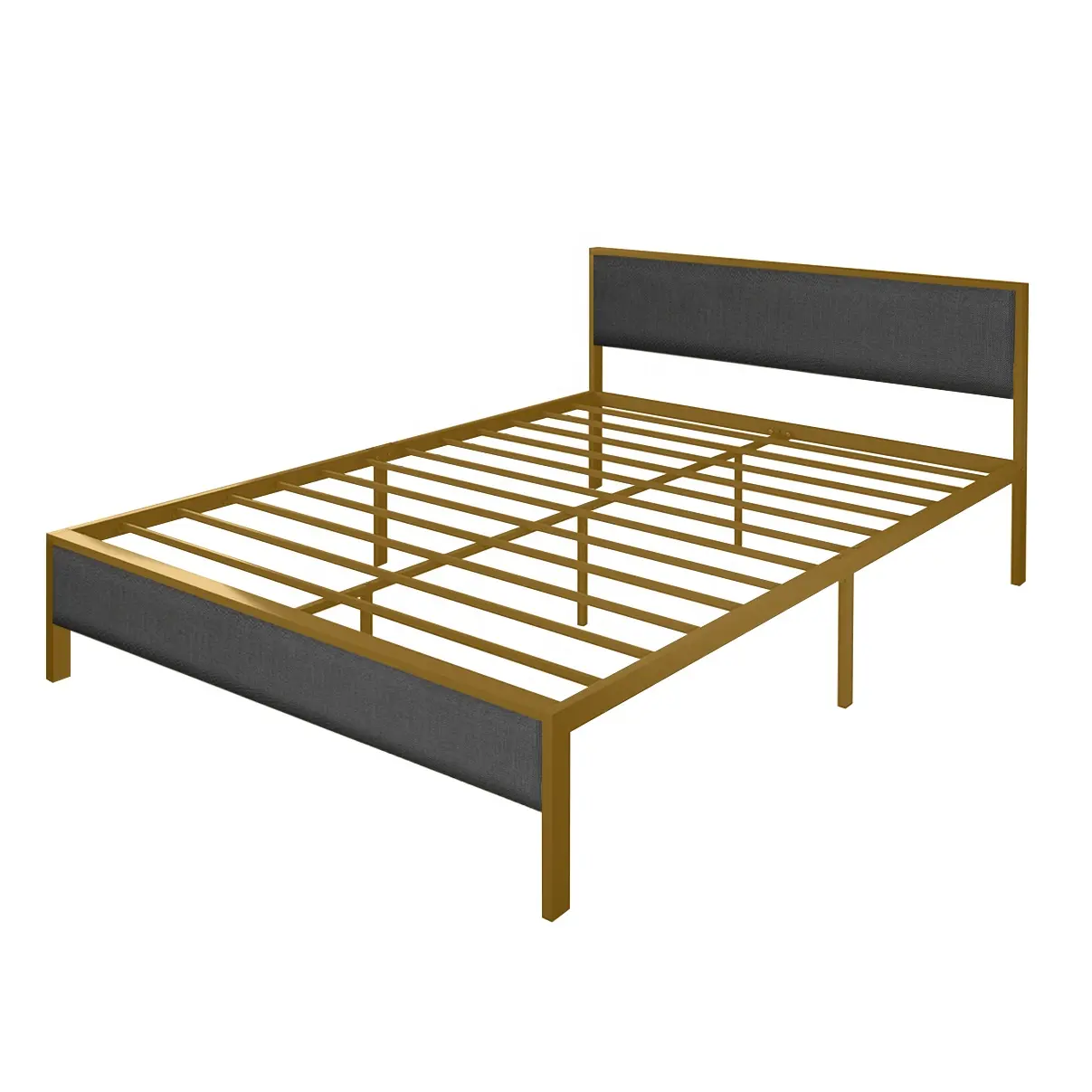 Marcos de cama de Metal para dormitorio, cama de hierro forjado con plataforma de Metal para dormitorio con cabecero, venta al por mayor