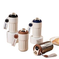 Mug Kopi Pintar Sublimasi 500ml dengan Tampilan Suhu Cerdas di Tutup, Sendok Stainless Steel, Cangkir Kantor