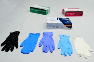Guantes de examen de polvo sin nitrilo azul baratos guantes de mano de Malasia - Product Image 3