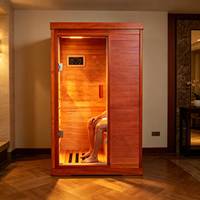 Pengiriman Cepat AS Ruang Sauna Tradisional Dalam Ruangan Kontrol Digital Kayu Solid Sauna Inframerah Jauh 0.8KW Kabin Sauna Uap Kering