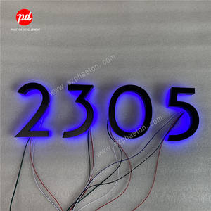 Plaque de numéro de porte d'hôtel personnalisée, plaque de numéro de chambre d'appartement, plaques de numéro de maison, plaques de sol en métal avec lumières LED en acrylique - Product Image 4