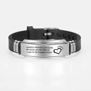 Medical Nurse Inspirational Bracelet Personalized Stainless Steel Silicone Bangle Wristband