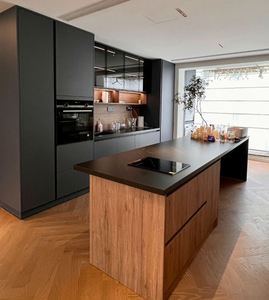Juego completo de gabinetes de cocina modernos de madera maciza de alta calidad personalizados para un diseño de cocina lujoso - Product Image 1