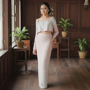 Baju KurungSulam Goyang Direct Kilang Premium Modeste Écologique Kebaya Drapé Velours Jacquard Sans Fer Maxi Ensemble Sedondon Raya - Product Image 1