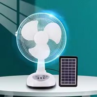 Ventilateur de table solaire multi-tailles 12/14/16 pouces, ventilateur de bureau portable rechargeable, prend en charge la connexion d'une ampoule LED 6V