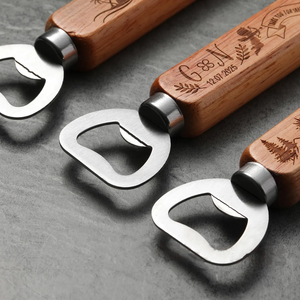 Kami gratis pengiriman gagang kayu pembuka botol bir pembuka botol kayu padat baja nirkarat dapat pembuka LOGO disesuaikan - Product Image 2