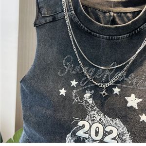 Ensemble de vêtements pour garçon, été 2026, chemise sans manches à imprimé <span class=keywords><strong>noir</strong></span> + <span class=keywords><strong>short</strong></span> en <span class=keywords><strong>jean</strong></span>, 2 pièces, ensemble cool pour garçon - Product Image 5