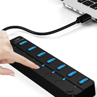 Adaptateur Hub USB Multi-Ports Haute Vitesse 7 Ports avec Interrupteurs Individuels Marche/Arrêt, Répartiteur USB Portable pour Ordinateur Portable