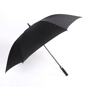 34Inch Men's Classic Straight Black <b>Windproof</b> Fiberglass Frame Business Gift Golf <b>Umbrella</b> With Oem Logo Printing - Product Image 1