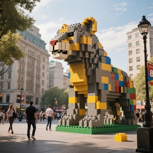 COBLOCKS personalizado ABS + UV City Square Art decoración, Animal León bloques de construcción gigantes, escultura creativa - Product Image 3