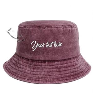Custom Embroidered Vintage Style Bucket <b>Hat</b> Washed Cotton Classic Retro Cap <b>for</b> Men and Women's Daily Casual Use <b>for</b> Cycling - Product Image 3