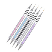 Lot de 5 pinceaux à rayures, pinceaux à ongles, stylos de peinture pour ongles, outils de pointillage, accessoires de nail art, outils de pose de strass, outils de dessin