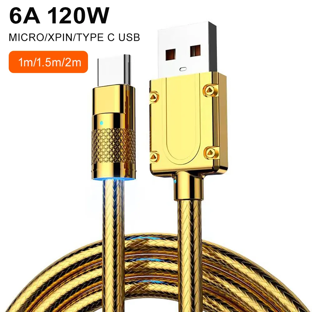 EONLINE 6A 120W Cable USB tipo C para Huawei Honor Xiaomi Samsung Super Carga rápida USB C cargador Cable DE DATOS Cable