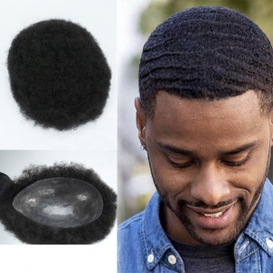 Perruque toupet permanente en cheveux humains vierges à 100%, noir naturel, lisse, 6 pouces, avec base en soie, 1 pièce, cheveux indiens - Product Image 1