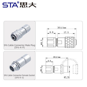 IP67防水SF6航空真鍮亜鉛合金男性用プラグブラックマジックBMPCC 4Kカメラサーキュラーコネクタ2 3 4 5ピン - Product Image 5