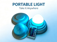 Unité d'éclairage LED rechargeable pour remplacement de base de lampe globe LED, étanche, avec télécommande et batterie