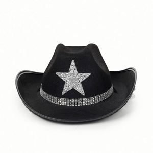 <b>Western</b> Style Star Rhinestone Cowboy <b>Hats</b> Rack Custom Logo Travel Casual 4 Seasons Unisex with Rope - Product Image 3