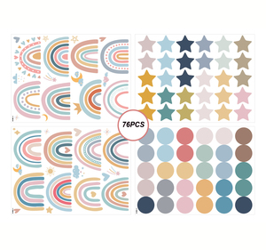 76pcs Rainbow Wall Stickers Boho Rainbow Wall Decals for Boys Girls Bedroom <strong>Classroom</strong> <strong>Decoration</strong> Wall Murals <strong>School</strong> Art Decor - Product Image 4