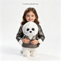 Jouets en peluche personnalisés OEM/ODM en forme de phoque blanc, jouets en peluche souples en forme de phoque avec posture personnalisée, jouets en peluche de phoque au design de dessin animé