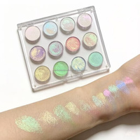 Palette de fards à paupières 12 couleurs en poudre de marbre mélangé, pigment optique personnalisé, finition scintillante, kit de maquillage avec boîte rose
