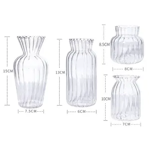 Ins-jarrón de cristal transparente a rayas para decoración del hogar, artesanía, precio de fábrica