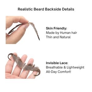<span class=keywords><strong>Moustache</strong></span> réaliste faite à la main avec des cheveux humains, <span class=keywords><strong>moustache</strong></span> factice élégante pour homme, costume, poils du visage avec dentelle invisible - Product Image 3