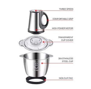 家庭用電動ミートグラインダー ステンレス製 2-3L 3段階速度調整 CE認証済み 家庭用キッチン向けミートチョッパー - Product Image 2