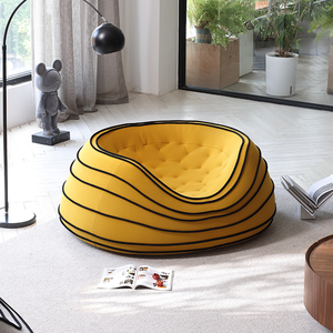 Fauteuil d'appoint modulaire en tissu minimaliste italien, sans structure, avec housse amovible, design incurvé, pour chambre à coucher - Product Image 1
