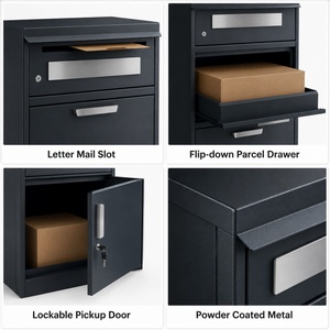 Buzón Exterior Independiente <span class=keywords><strong>para</strong></span> Paquetes, Caja <span class=keywords><strong>de</strong></span> Entrega <span class=keywords><strong>de</strong></span> Paquetes <span class=keywords><strong>de</strong></span> Metal con Ranura <span class=keywords><strong>para</strong></span> Cartas y Cajón Abatible <span class=keywords><strong>para</strong></span> Paquetes - Product Image 3