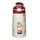 Bouteille d'eau pour enfants en acier inoxydable imprimée avec paille – Contenant à boisson adapté aux enfants