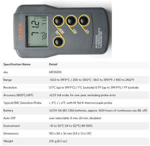 Италия HANNA Новый и оригинальный термометр типа HI935005 K от YAMAT - Product Image 6