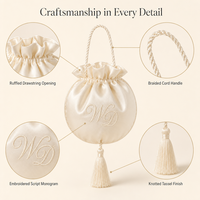 Sac à cordon en satin brodé personnalisé, pochette de mariée avec monogramme, sac cadeau pour demoiselle d'honneur