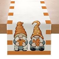 Chemin de table de Thanksgiving en tissu de lin, motif citrouille et feuille d'érable, pour la récolte d'automne, décoration de table de salle à manger et de maison, vente en gros