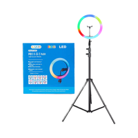 10 pouces 26cm LED cercle anneau lumineux Kit changement de couleur 3 Modes Studio Live Streaming éclairage photographique avec support de trépied de 1.6m