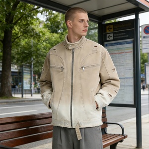 Chaquetas <span class=keywords><strong>de</strong></span> Lona <span class=keywords><strong>con</strong></span> Apliques Desgastados y Decolorados por el Sol, Estilo Vintage, para Hombre, Chaquetas <span class=keywords><strong>de</strong></span> Motociclista <span class=keywords><strong>con</strong></span> Remaches - Product Image 1
