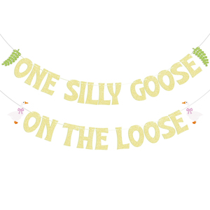 ธีมห่านห่านหนึ่งโง่บน1st หลวมแบนเนอร์ปาร์ตี้วันเกิดธงกระดาษอุปกรณ์ตกแต่งงานปาร์ตี้ - Product Image 2