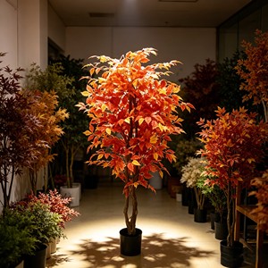 Autumn scenery with banyan <b>trees</b> | Space Saving Fall Faux <b>Potted</b> Plant for Office Living Room - Product Image 3