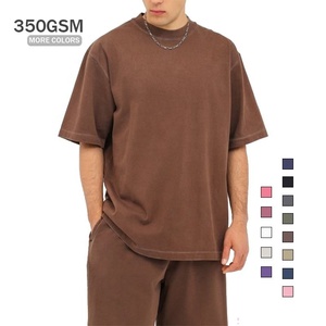 T-shirt d'été de haute qualité pour hommes Logo personnalisé uni 100% coton t-shirt surdimensionné 350gsm sérigraphie lourde t-shirt unisexe - Product Image 3