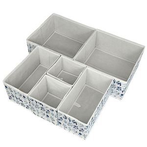 Set 6 <b>Square</b> Foldable Eco-Friendly Multifunctional Europe Style Customized Color Printing Non Woven Cloth Storage Drawers - Product Image 1