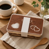 Conteneur à tiramisu en plastique PS de qualité alimentaire pour boulangerie, transparent, épaisseur 1 mm, différentes capacités, boîte d'emballage pour desserts