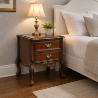 Table de chevet en bois massif de style américain ; Armoire de chevet de style européen avec deux/trois tiroirs de rangement, meubles de chambre à coucher