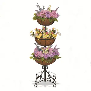 Panier de jardinière au sol arrosage de jardin panier suspendu Pot plante Pots de fleurs avec doublure en fibre de <span class=keywords><strong>coco</strong></span> - Product Image 1