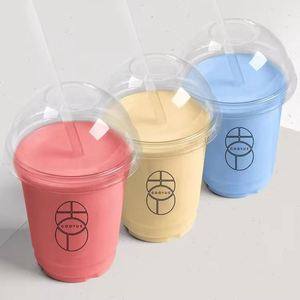 Gobelets en plastique transparent PET jetables personnalisés avec logo, 107 mm, 30 oz, 32 oz, pour café, lait, thé, avec couvercle, pour boissons et jus - Product Image 2