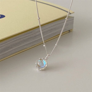 Collar de piedra lunar en forma de flor con tres capas de baño electrolítico para mujer, con un estilo de lujo ligero al estilo de <span class=keywords><strong>Instagram</strong></span>. - Product Image 1