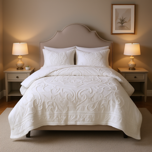 DB Tufted Cotton Chenille Medallion Comforter <b>Set</b> 3-Piece Classic <b>Bedding</b> Home Use All-Season - Product Image 2