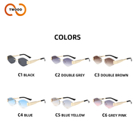 Twooo T1335 Lunettes de soleil homme sans monture tendance pour femme Qualité jambe en métal Logo personnalisé Designer