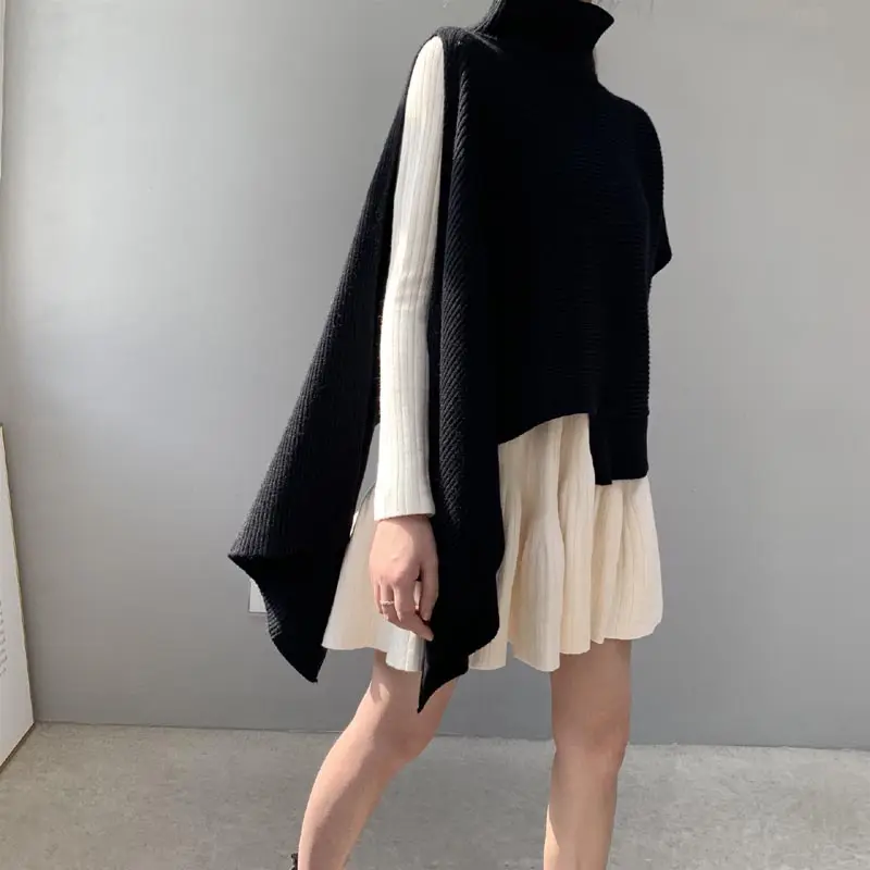 A023 Sweater Pullover Rajut Wanita, Gaya Korea Leher O Lengan Panjang Warna Solid Campuran Wol Lembut