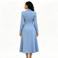 Robe longue de costume pour femme à revers crantés, manches longues, double boutonnage, ceinturée, coupe évasée, marque privée Sehe Fashion