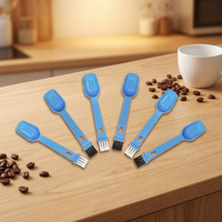 Cuillère de Mesure et de Nettoyage en Plastique PP Bleu de 146 mm de Long, 3 ml, 5 ml, pour Thé, Café, Poudre, avec Brosse Intégrée – Petits Articles Ménagers
